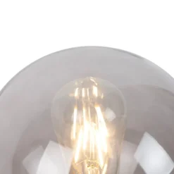 QAZQA Art Deco Tischlampe Messing mit Rauchglas - Pallon