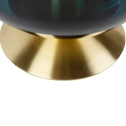 QAZQA Art Deco Tischlampe Messing mit blauem Glas - Pallon