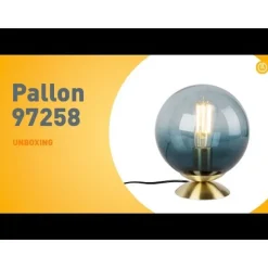 QAZQA Art Deco Tischlampe Messing mit blauem Glas - Pallon