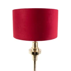 QAZQA Art Deco Tischlampe mit Veloursschirm rot 35 cm - Diverso