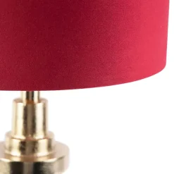 QAZQA Art Deco Tischlampe mit Veloursschirm rot 35 cm - Diverso