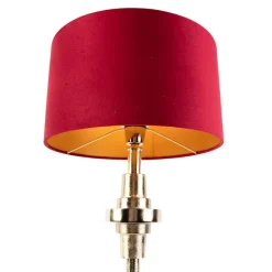 QAZQA Art Deco Tischlampe mit Veloursschirm rot 35 cm - Diverso