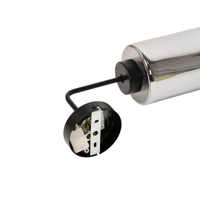 QAZQA Art Deco Wandleuchte schwarz mit Rauchglas - Laura