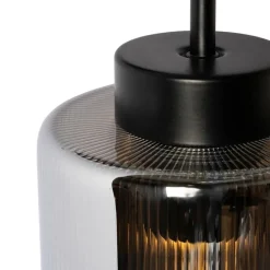 QAZQA Art Deco Wandleuchte schwarz mit Rauchglas - Laura