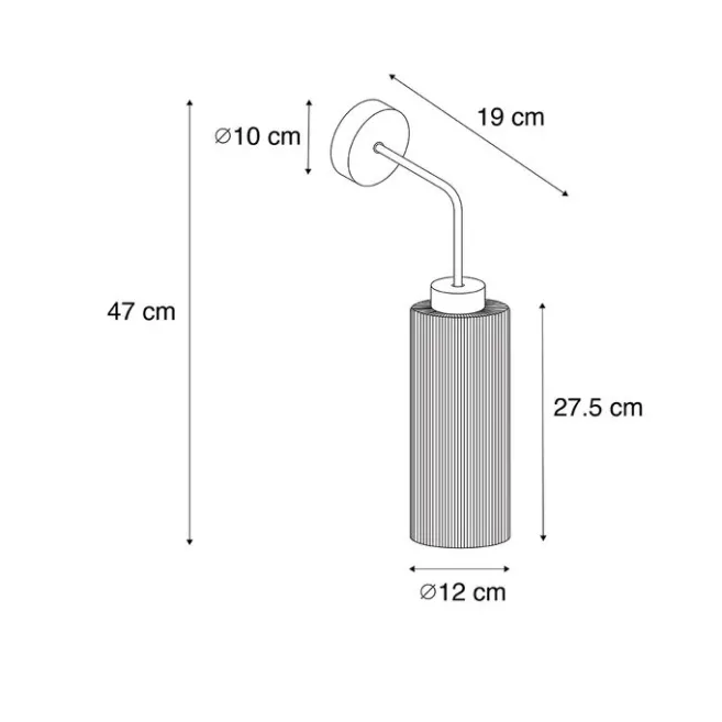QAZQA Art Deco Wandleuchte schwarz mit Rauchglas - Laura