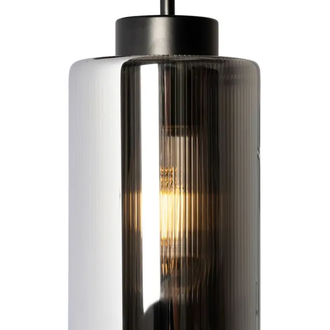 QAZQA Art Deco Wandleuchte schwarz mit Rauchglas - Laura