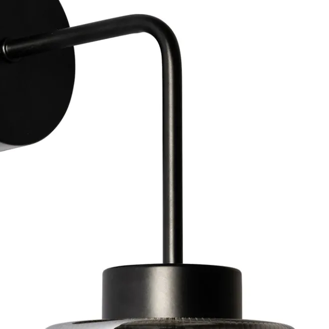 QAZQA Art Deco Wandleuchte schwarz mit Rauchglas - Laura