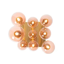 QAZQA Art-Deco-Deckenlampe Gold mit rosa Glas 9 Lichter - Athen