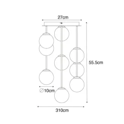 QAZQA Art-Deco-Deckenlampe Gold mit rosa Glas 9 Lichter - Athen