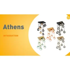 QAZQA Art-Deco-Deckenlampe Gold mit rosa Glas 9 Lichter - Athen