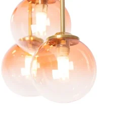 QAZQA Art-Deco-Deckenlampe Gold mit rosa Glas 9 Lichter - Athen