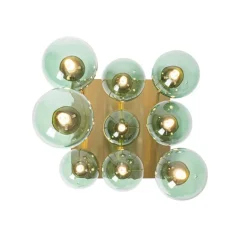 QAZQA Art-Deco-Deckenlampe Gold mit grünem Glas 9 Lichter - Athen