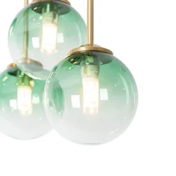 QAZQA Art-Deco-Deckenlampe Gold mit grünem Glas 9 Lichter - Athen