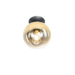 QAZQA Art-Deco-Deckenlampe schwarz mit Goldglas - Pallon