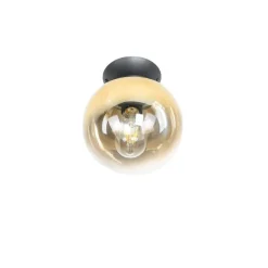 QAZQA Art-Deco-Deckenlampe schwarz mit Goldglas - Pallon