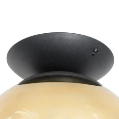 QAZQA Art-Deco-Deckenlampe schwarz mit Goldglas - Pallon