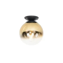 QAZQA Art-Deco-Deckenlampe schwarz mit Goldglas - Pallon