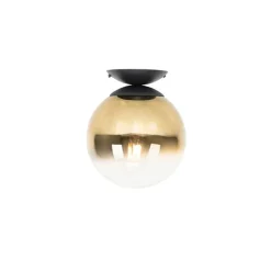 QAZQA Art-Deco-Deckenlampe schwarz mit Goldglas - Pallon