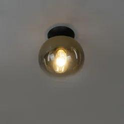 QAZQA Art-Deco-Deckenlampe schwarz mit Goldglas - Pallon