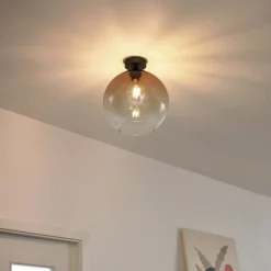 QAZQA Art-Deco-Deckenleuchte Dunkelbronze mit braunem Glas - Sandra