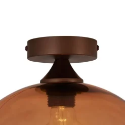 QAZQA Art-Deco-Deckenleuchte Dunkelbronze mit braunem Glas - Sandra