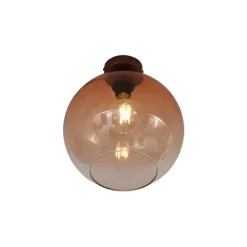 QAZQA Art-Deco-Deckenleuchte Dunkelbronze mit braunem Glas - Sandra