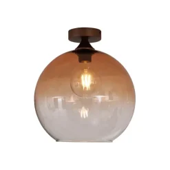 QAZQA Art-Deco-Deckenleuchte Dunkelbronze mit braunem Glas - Sandra