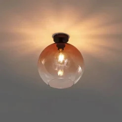 QAZQA Art-Deco-Deckenleuchte Dunkelbronze mit braunem Glas - Sandra