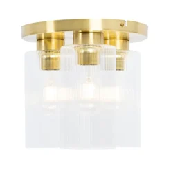 QAZQA Art-Deco-Deckenleuchte Gold mit Glas 3-flammig - Laura