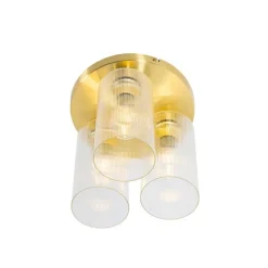 QAZQA Art-Deco-Deckenleuchte Gold mit Glas 3-flammig - Laura