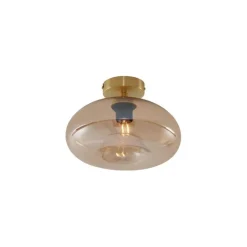 QAZQA Art-Deco-Deckenleuchte Messing mit Bernsteinglas - Busa