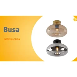 QAZQA Art-Deco-Deckenleuchte Messing mit Bernsteinglas - Busa