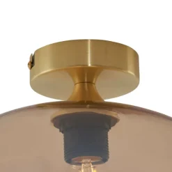 QAZQA Art-Deco-Deckenleuchte Messing mit Bernsteinglas - Busa