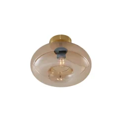 QAZQA Art-Deco-Deckenleuchte Messing mit Bernsteinglas - Busa