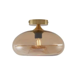 QAZQA Art-Deco-Deckenleuchte Messing mit Bernsteinglas - Busa