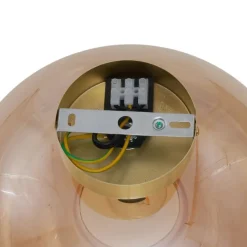 QAZQA Art-Deco-Deckenleuchte Messing mit Bernsteinglas - Busa