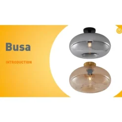 QAZQA Art-Deco-Deckenleuchte Messing mit Bernsteinglas 40cm - Busa