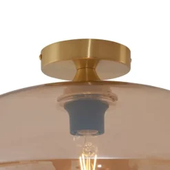 QAZQA Art-Deco-Deckenleuchte Messing mit Bernsteinglas 40cm - Busa