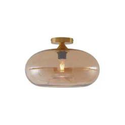 QAZQA Art-Deco-Deckenleuchte Messing mit Bernsteinglas 40cm - Busa