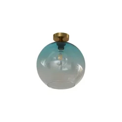 QAZQA Art-Deco-Deckenleuchte Messing mit blauem Glas - Sandra