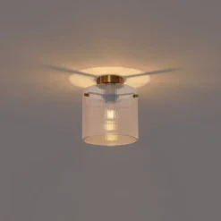 QAZQA Art-Deco-Deckenleuchte Messing mit Bernsteinglas - Laura