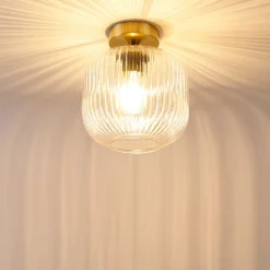 QAZQA Art-Deco-Deckenleuchte Messing mit Klarglas - Karel