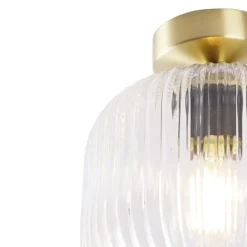 QAZQA Art-Deco-Deckenleuchte Messing mit Klarglas - Karel