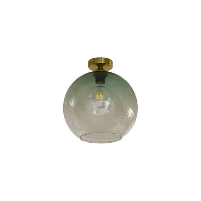 QAZQA Art-Deco-Deckenleuchte Messing mit grünem Glas - Sandra