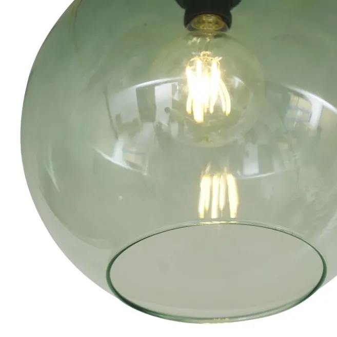 QAZQA Art-Deco-Deckenleuchte Messing mit grünem Glas - Sandra