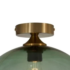 QAZQA Art-Deco-Deckenleuchte Messing mit grünem Glas - Sandra