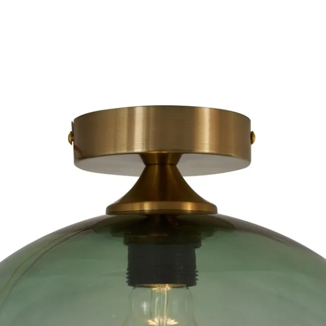 QAZQA Art-Deco-Deckenleuchte Messing mit grünem Glas - Sandra