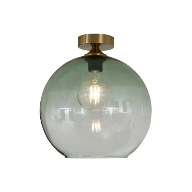 QAZQA Art-Deco-Deckenleuchte Messing mit grünem Glas - Sandra