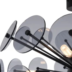 QAZQA Art-Deco-Deckenleuchte Schwarz mit Rauchglas - Atomic