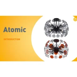 QAZQA Art-Deco-Deckenleuchte Schwarz mit Rauchglas - Atomic